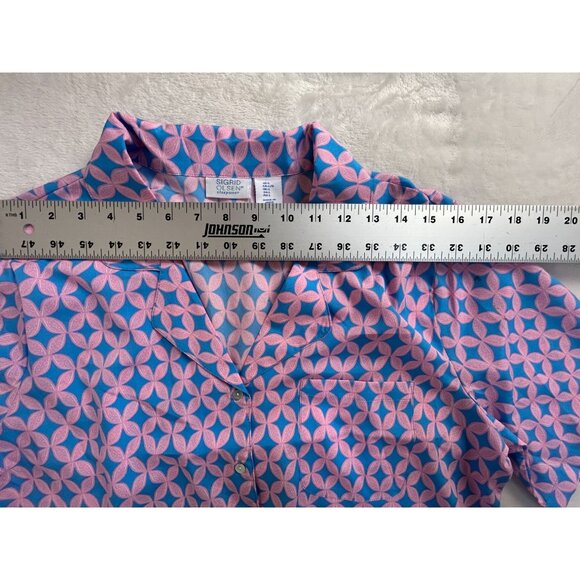 Sigrid Olsen Sleepwear Womens Geometric Short Sleeve Button-Up Sleep Shirt Large - Picture 4 of 7